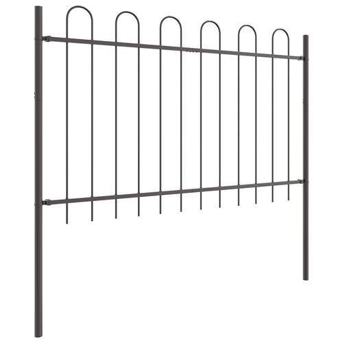 Havehegn med bue-top Grå 10,2x1,2 m Stål