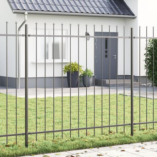 Havehegn med Spidstop Grå 11,9x1,5 m Stål