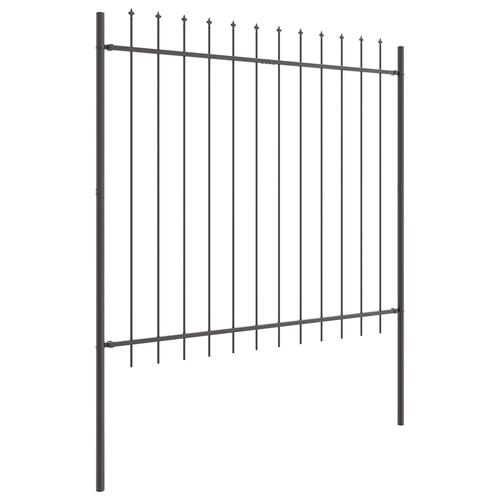 Havehegn med Spidstop Grå 11,9x1,5 m Stål