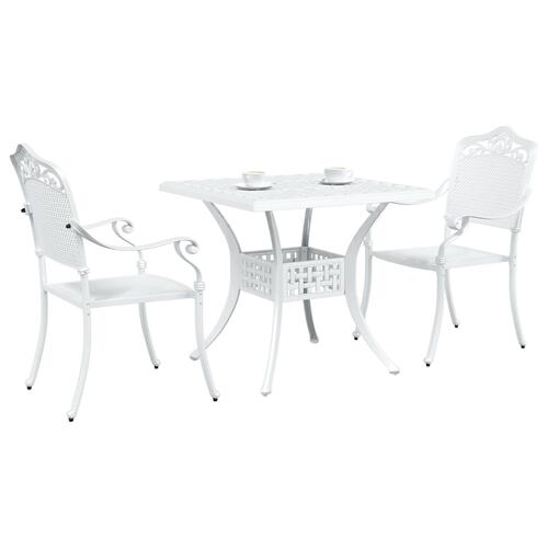 3 Stykker Have Bistro Sæt Hvid Støbt Aluminium