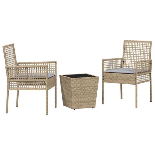 3-delt have bistro sæde med puder, beige poly rattan