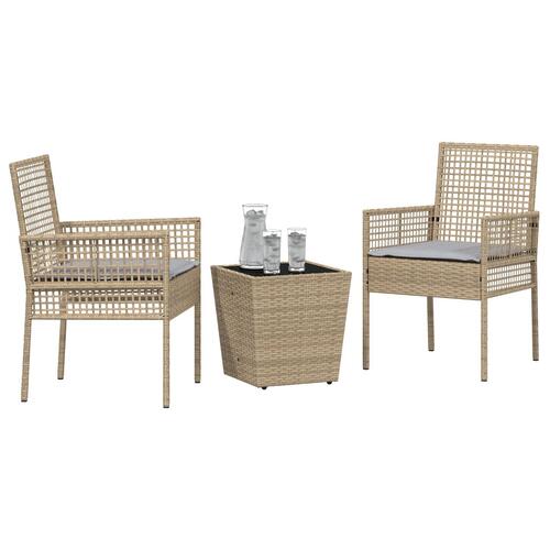 3-delt have bistro sæde med puder, beige poly rattan