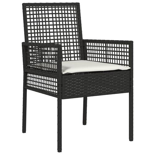 3-delt havebistro sæt med puder sort poly rattan