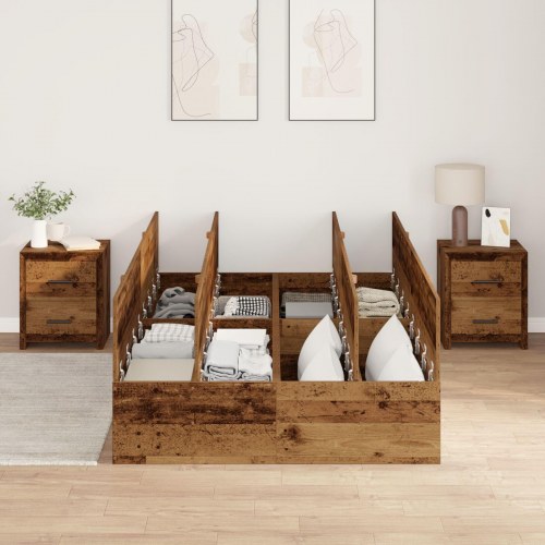 Opbevarings Seng RAMME Gamle Træ 120x190 cm