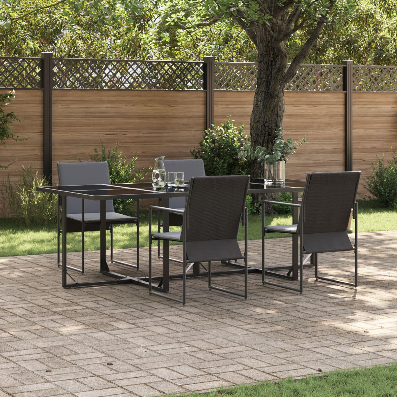 6 Delers Have Spisebord Sæt med Puder i Stål og Textilene