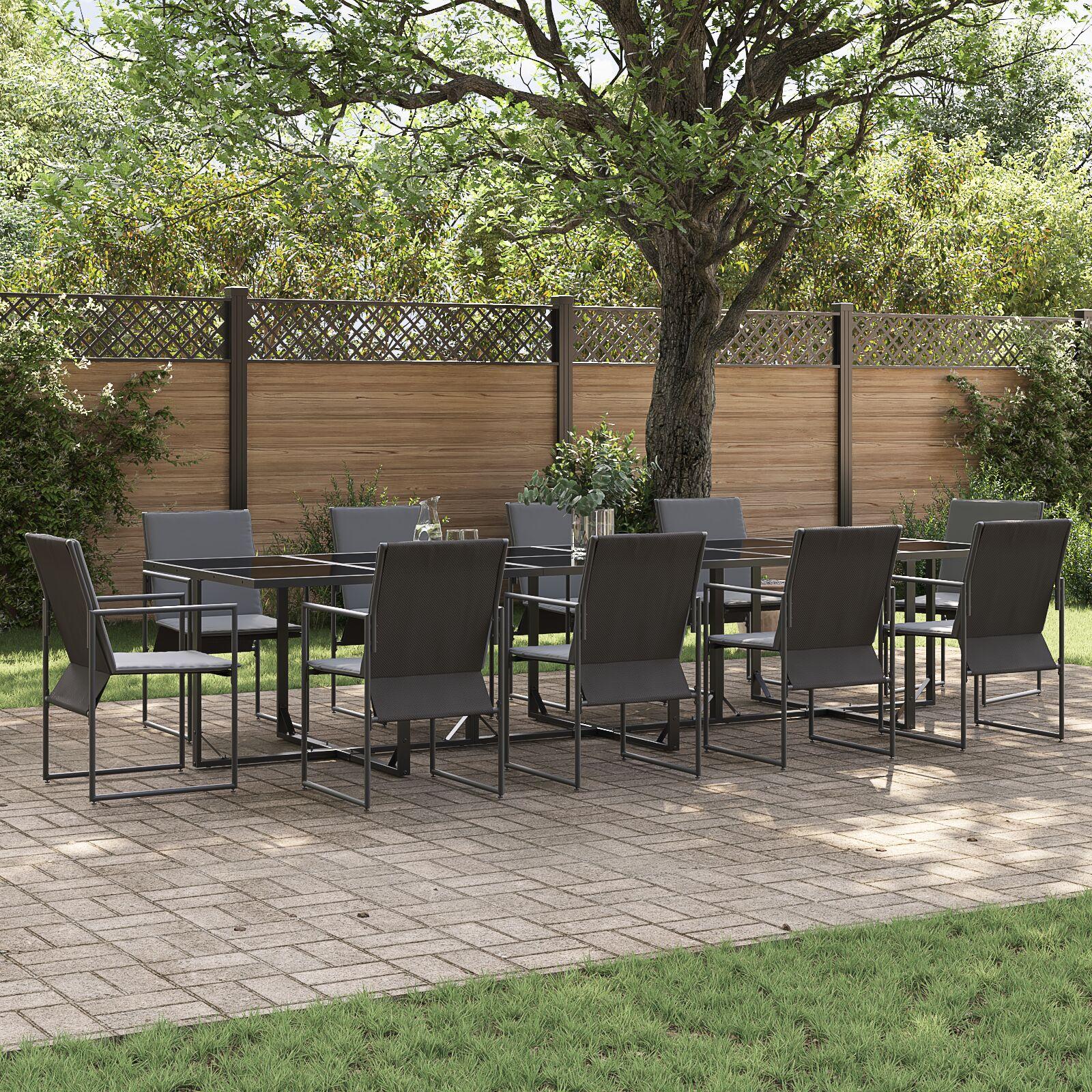 13 Dels Have Spisebord Sæt med Puder Stål og Textilene