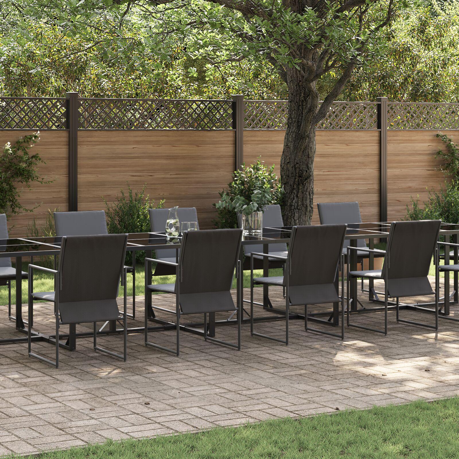 19 Delt Have Spisebord Sæt med Puder Stål og Textilene