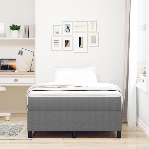 Boxspring Seng Lys Grå Lille Dobbeltseng Cordfløjl