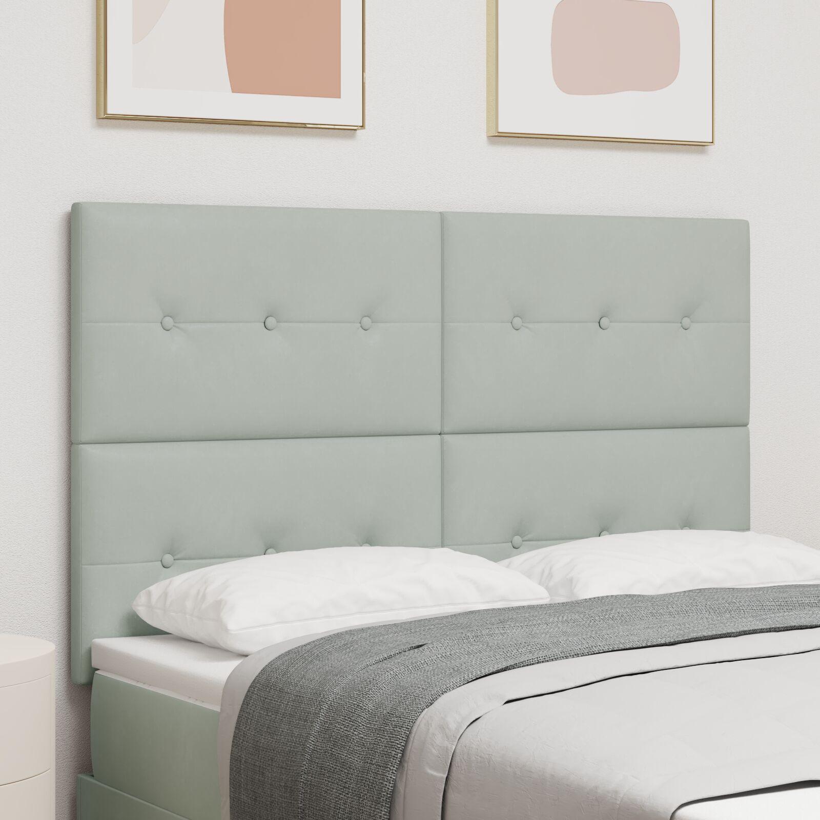 Hovedgærde Vægmonteret Med Hovedgærde Lysegrå 160 Cm Fløjl