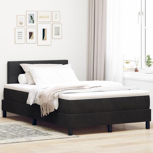 Box Spring Seng med Madras Sort 120x200 cm Fløjl