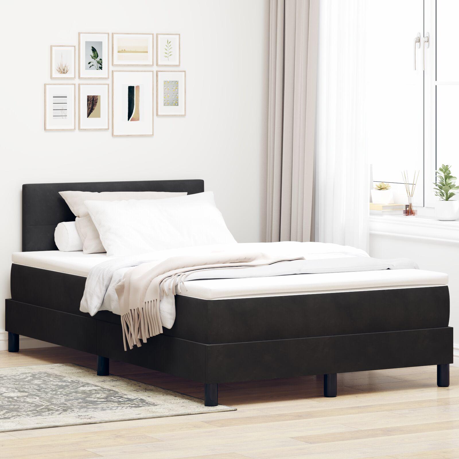 Box Spring Seng med Madras Sort 120x200 cm Fløjl