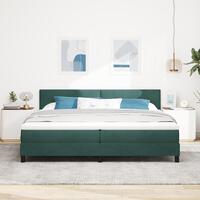 Box Spring Seng med Madras Mørkegrøn 200x200 cm Fløjl