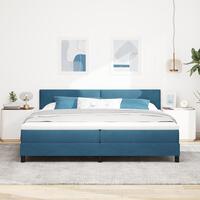 Boxspring Seng med Madras Mørkeblå 200x200 cm Fløjl
