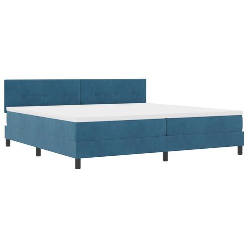 Boxspring Seng med Madras Mørkeblå 200x200 cm Fløjl