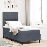 Boxspring Seng med Madras Mørkegrå 90x200 cm Fløjl