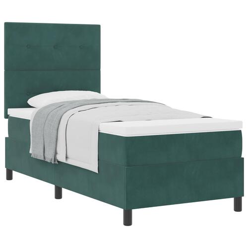 Box Spring Seng med Madras Mørkegrøn 90x200 cm Velour