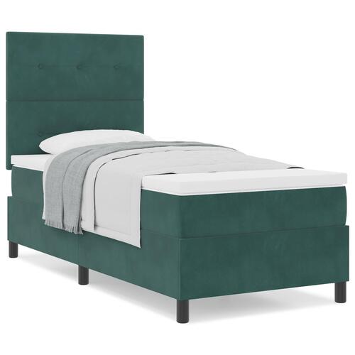 Box Spring Seng med Madras Mørkegrøn 90x200 cm Velour