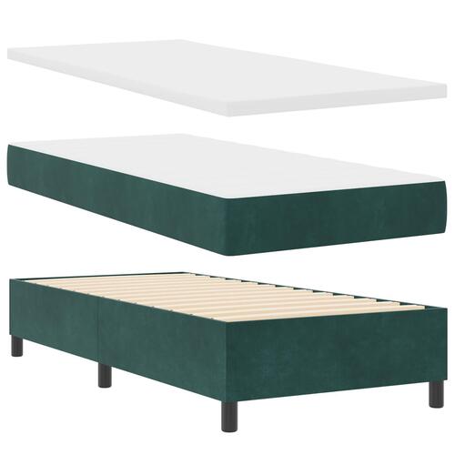 Box Spring Seng med Madras Mørkegrøn 90x200 cm Velour