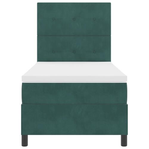 Box Spring Seng med Madras Mørkegrøn 90x200 cm Velour