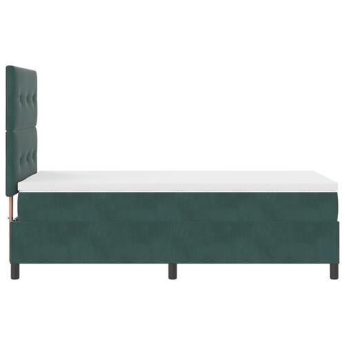 Box Spring Seng med Madras Mørkegrøn 90x200 cm Velour