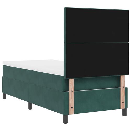 Box Spring Seng med Madras Mørkegrøn 90x200 cm Velour