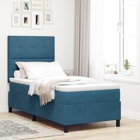 Boxspring Seng med Madras Mørkeblå 90x200 cm Velvet
