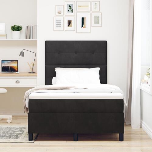 Boxspring Seng med Madras Sort 120x200 cm Velvet