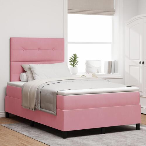 Box Spring Seng med Madras Pink 120x200 cm Fløjl