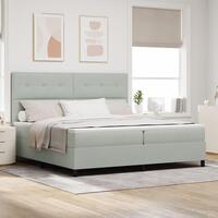 Box Spring Seng med Madras Lysegrå 200x200 cm Fløjl