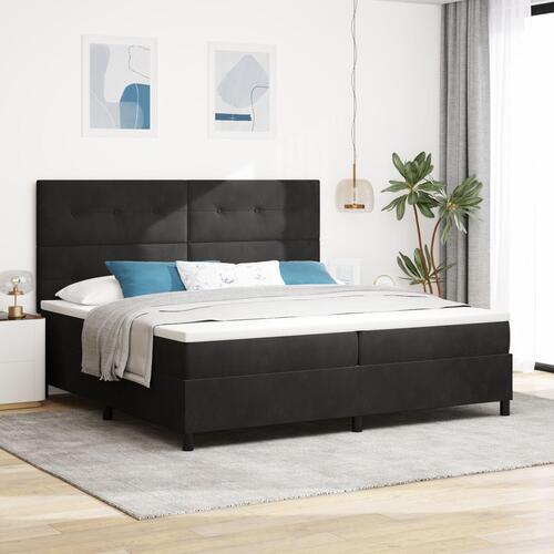 Box Spring Seng med Madras Sort 200x200 cm Fløjl