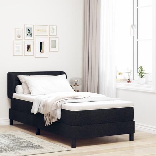 Box Spring Seng med Madras Sort 100x200 cm Stof
