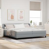 Box Spring Seng med Madras Lys Grå 200x200 cm Stof