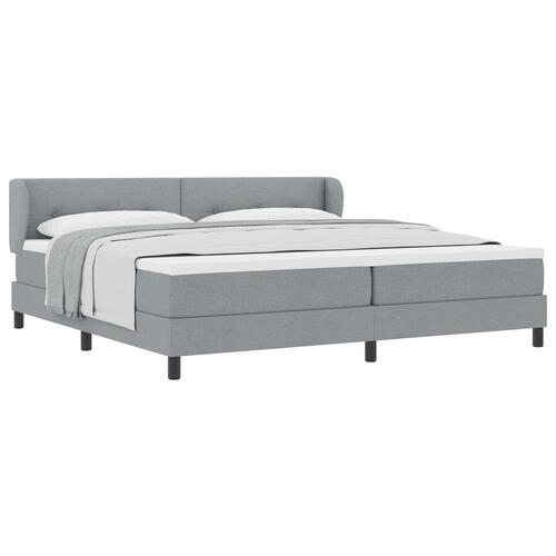 Box Spring Seng med Madras Lys Grå 200x200 cm Stof