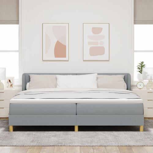 Box Spring Seng med Madras Lys Grå 200x200 cm Stof