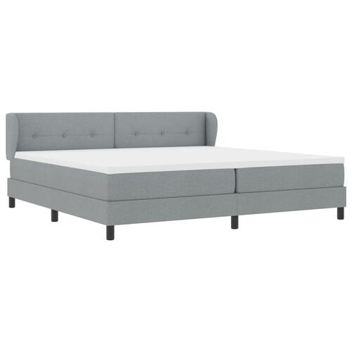 Box Spring Seng med Madras Lys Grå 200x200 cm Stof