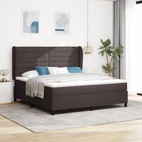 Box Spring Seng med Madras Mørkebrun 180x200 cm Stof