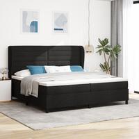 Boxspring Seng med Madras Sort 200x200 cm Stof