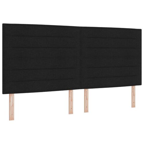 Boxspring Seng med Madras Sort 200x200 cm Stof