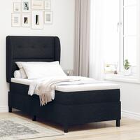 Box Spring Seng med Madras Sort 100x200 cm Stof