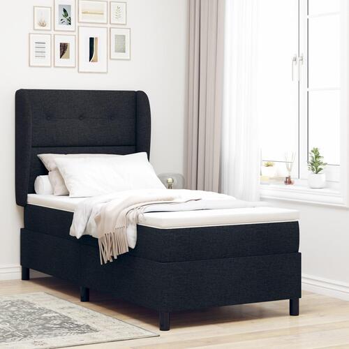 Box Spring Seng med Madras Sort 100x200 cm Stof