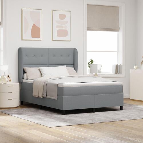 Boxspring Seng med Madras Lysegrå 140x190 cm Stof