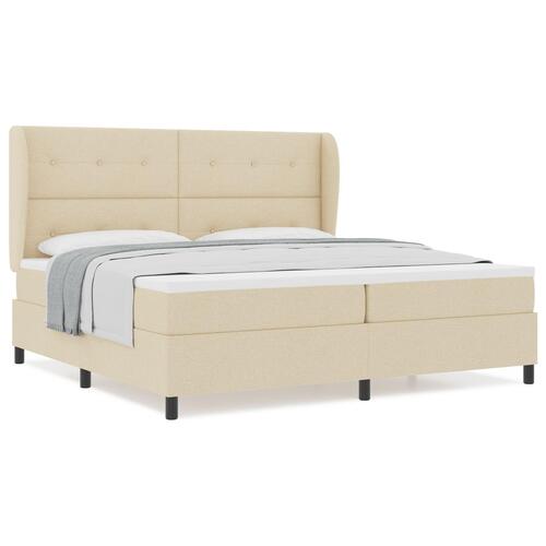 Boxspring Seng med Madras - Creme, 200x200 cm Stof