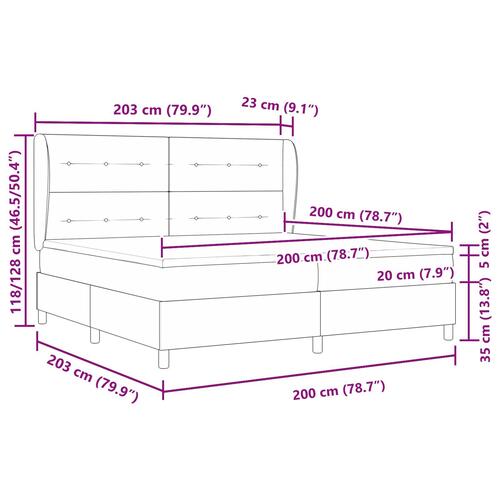 Boxspring Seng med Madras - Creme, 200x200 cm Stof
