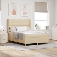 Box Spring Seng med Madras Creme 140x190 cm Stof