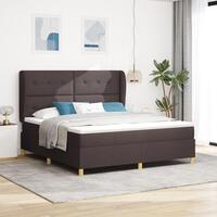 Box Spring Seng med Madras Mørkebrun 180x200 cm Stof