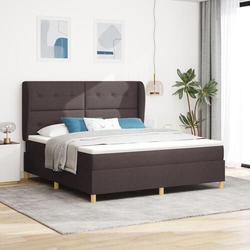 Box Spring Seng med Madras Mørkebrun 180x200 cm Stof