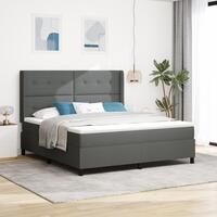 Box Spring Seng med Madras Mørkegrå 180x200 cm Stof