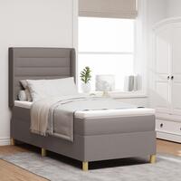 Box Spring Seng med Madras Taupe 100x200 cm Stof