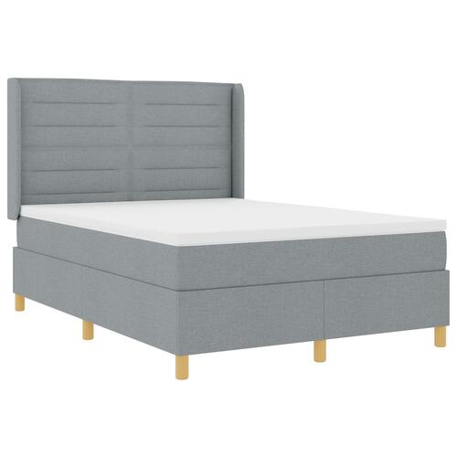 Box Spring Seng med Madras Lysegrå 140x190 cm Stof