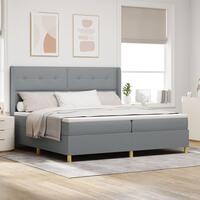 Box Spring Seng med Madras Lysegrå 200x200 cm Stof